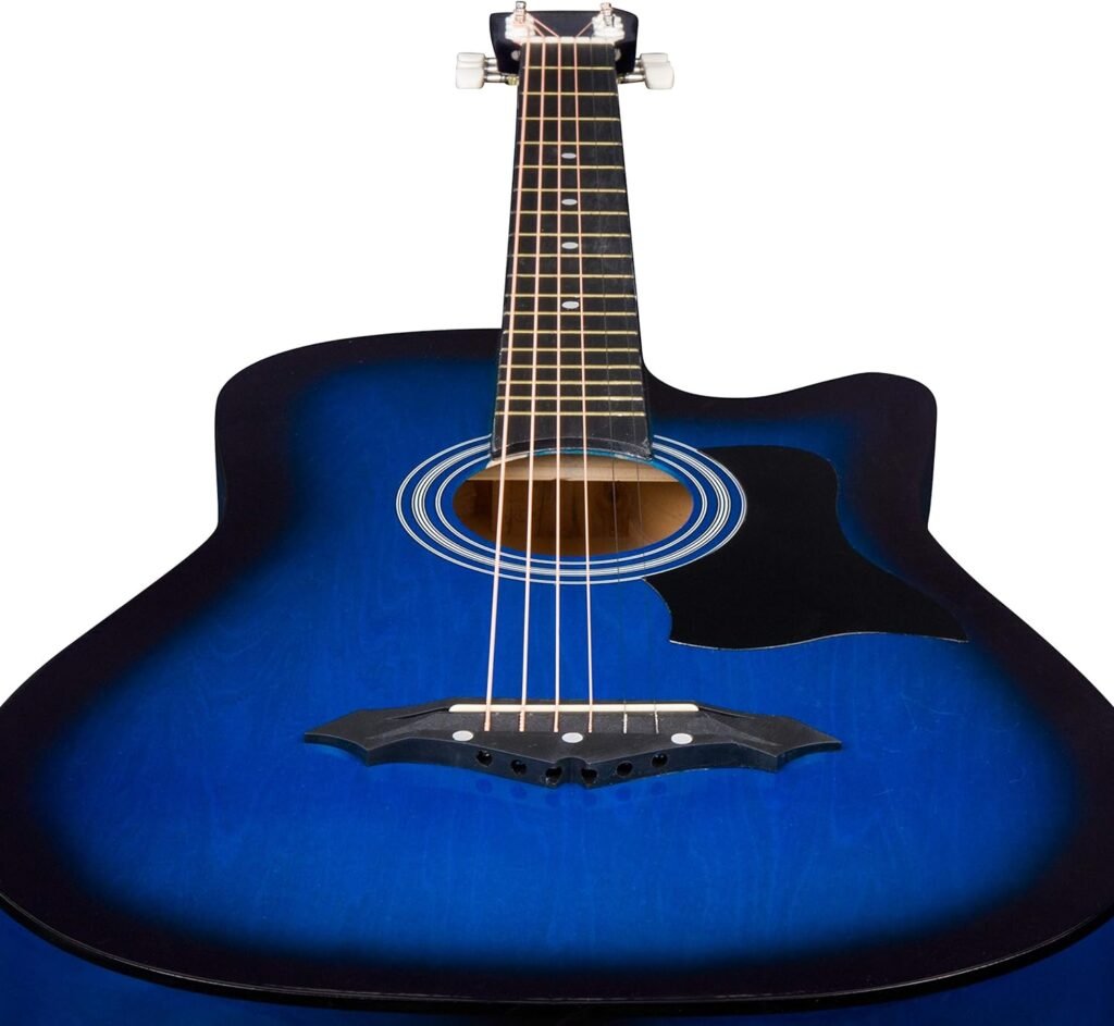 Joymusic 38 inch blueburst beginner acoustic guitar kit,bundle with a strap with picks holder,digital tuner, set strings, capo,cleaning cloth,6 picks,gig bag.(JG-38C,BLS)