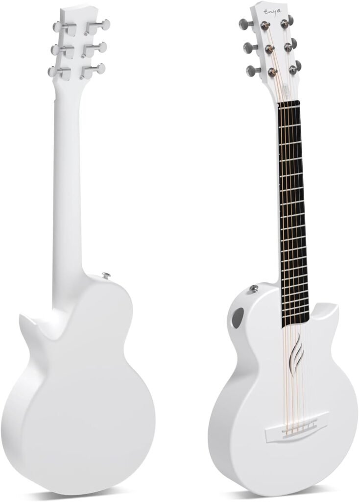 Enya Nova Go Carbon Fiber Acoustic Guitar 1/2 Size Beginner Adult Travel Acustica Guitarra w/Starter Bundle Kit of Colorful Packaging, Acoustic Guitar Strap, Gig Bag, Cleaning Cloth, String(Black)