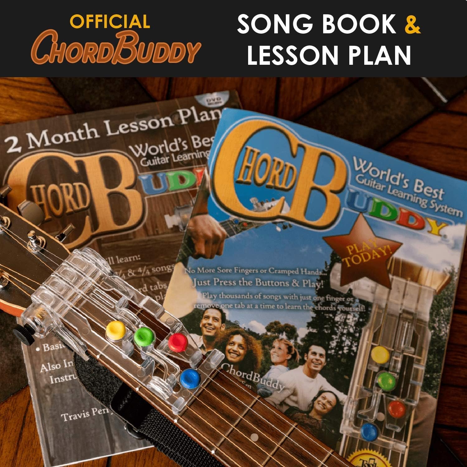 ChordBuddy “MADE IN THE USA” - Guitar Learning with Songbook, Lesson Plan, App, Right Handed ChordBuddy, and Tuner- for Acoustic Guitars only